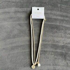 J Crew Gold and Pearl Duo Necklace NWT